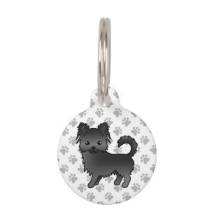 Médaillon Pour Animaux Chihuahua à capote longue noire Chien de dessin an