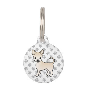 Médaillon Pour Animaux Chihuahua à poil lisse crème Chien de dessin animé