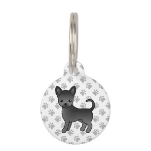 Médaillon Pour Animaux Chihuahua à poil lisse noir Chien de dessin animé 