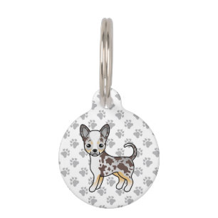 Médaillon Pour Animaux Chihuahua Cartoon Chien à Poil Lisse Merle Chocola