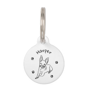 Médaillon Pour Animaux Chihuahua élégant : Décoration d'art linéaire pers