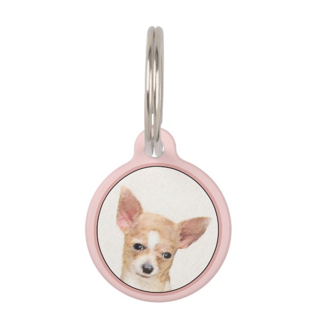Médaillon Pour Animaux Chihuahua Peinture - Cute Original Chien Art (Devant)