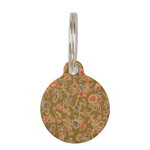 Médaillon Pour Animaux Chintz Fleur Classique Joli Design Floral Doux