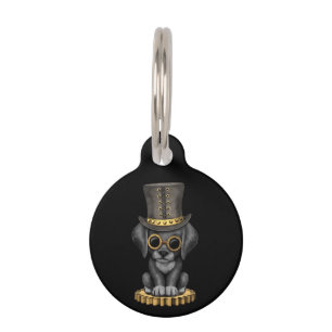 Médaillon Pour Animaux Chiot noir mignon de laboratoire de Steampunk,