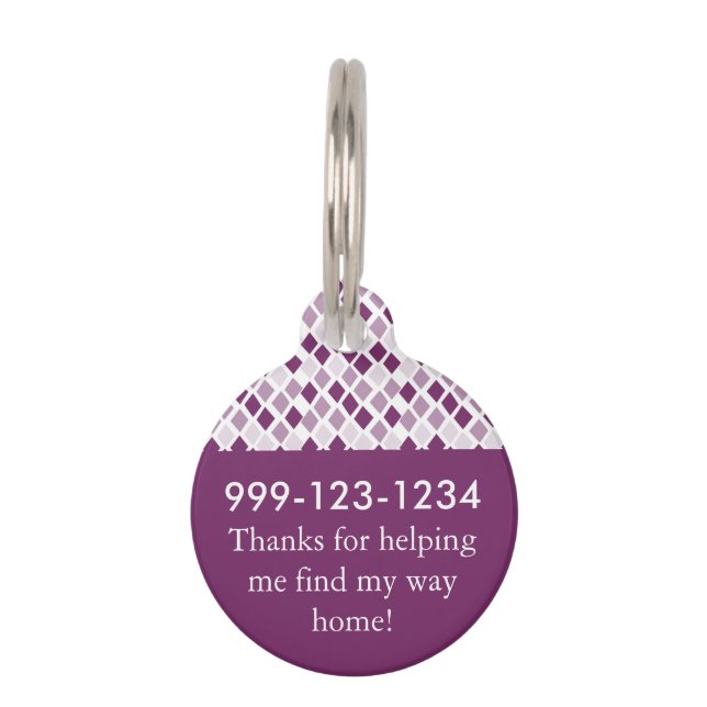 Médaillon Pour Animaux Choisir n'importe quel Motif de carreau Arlequin c (Dos)