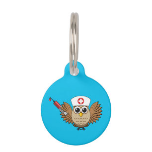 Médaillon Pour Animaux Chouette infirmière mignonne avec dessin à la seri