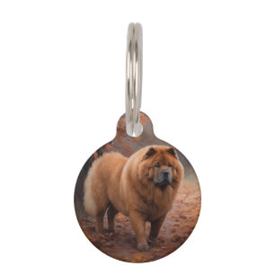 Médaillon Pour Animaux Chow Chow dans les feuilles d'automne tombent insp