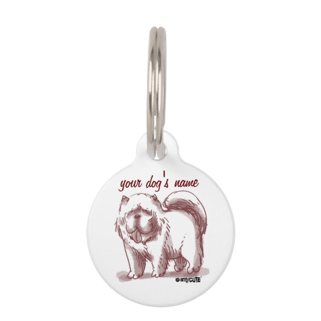 Médaillon Pour Animaux chow chow drôle de dessin de chien (Dos)