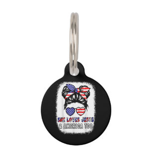Médaillon Pour Animaux Christian Girl aime Jésus & Amérique Chemise 4 Jui