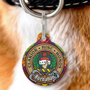 Médaillon Pour Animaux Cimier du clan Buchanan sur tartan