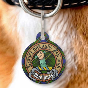 Médaillon Pour Animaux Cimier du clan MacInnes sur tartan