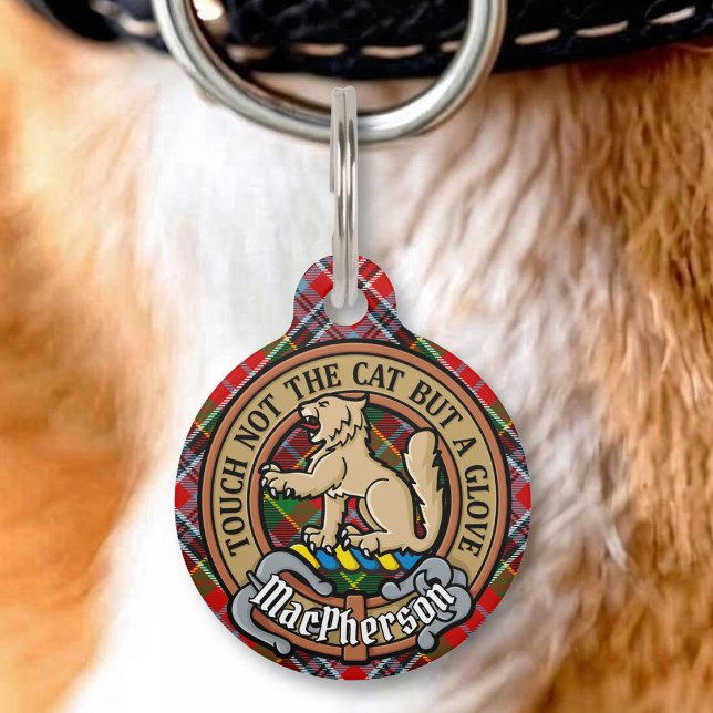 Médaillon Pour Animaux Cimier du clan MacPherson sur tartan (Créateur téléchargé)