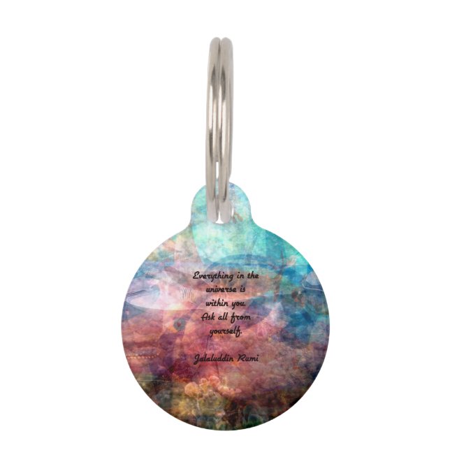 Médaillon Pour Animaux Citation De Rumi Sur L'Énergie Et L'Univers (Devant)