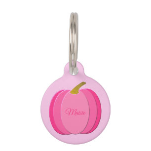 Médaillon Pour Animaux Citrouille Bébé Fille Rose Personnalisée