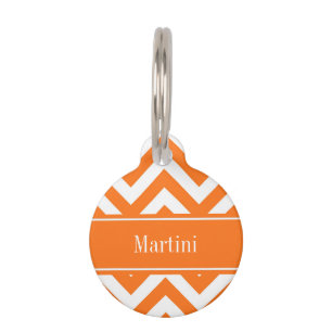 Médaillon Pour Animaux Citrouille White Chevron, nom Citrouille Monogram