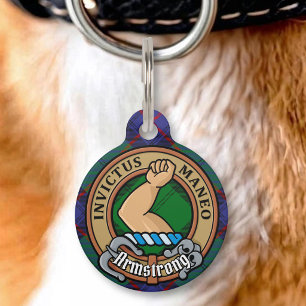 Médaillon Pour Animaux Clan Armstrong Crête sur Tartan