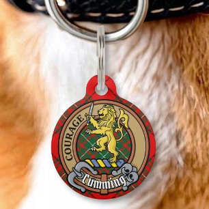 Médaillon Pour Animaux Clan Cumming Crest sur Tartan