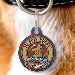 Médaillon Pour Animaux Clan Fraser de Lovat Crête sur Tartan