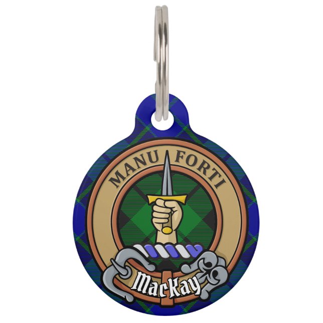 Médaillon Pour Animaux Clan MacKay Crest sur Tartan (Devant)