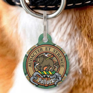 Médaillon Pour Animaux Clan Pollock Crest sur Tartan