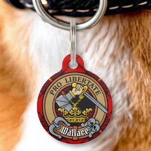 Médaillon Pour Animaux Clan Wallace Crête sur Tartan