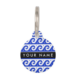 Médaillon Pour Animaux Clé de méandre grecque, Clé de vague, Bleu, Votre