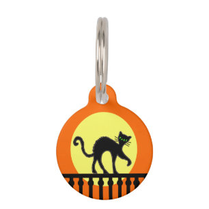 Médaillon Pour Animaux Clôture de la lune jaune de chat noir