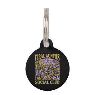 Médaillon Pour Animaux Club Social des Tantes Sauvages Art Rétro Drôle Vi