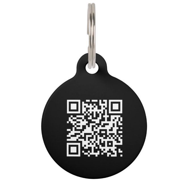 Médaillon Pour Animaux Code QR | Chien Chat moderne BlackScan Me si un an (Devant)