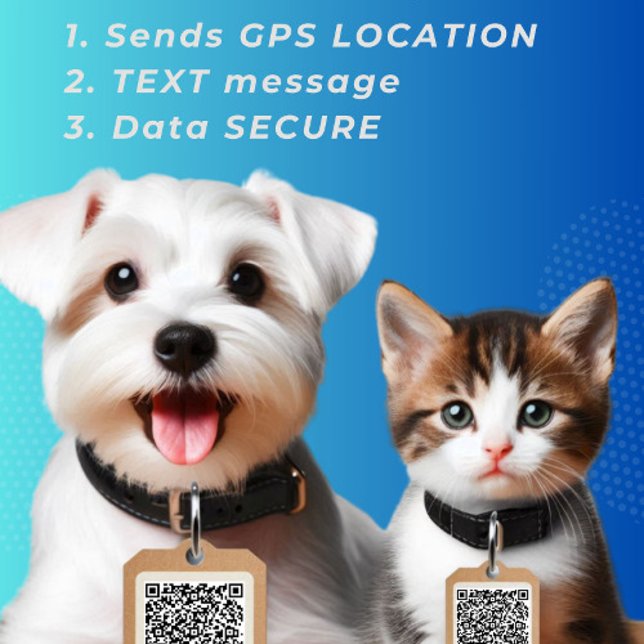 Médaillon Pour Animaux Code QR de balise de chien rond (Peace of Mind and completely Data SECURE)