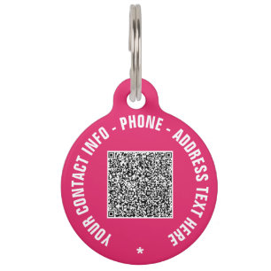 Médaillon Pour Animaux Code QR Info de numérisation Votre nom de texte Co