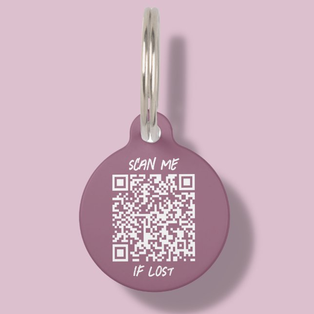 Médaillon Pour Animaux Code QR personnalisable rose | Balise d'identifica (Créateur téléchargé)