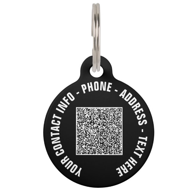 Médaillon Pour Animaux Code QR personnalisé Nom du texte Nom de l'animal  (Dos)