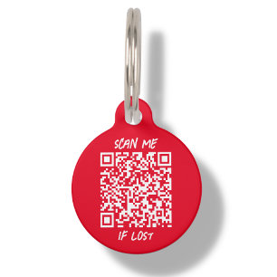 Médaillon Pour Animaux Code QR personnalisé rouge Balise d'identificati