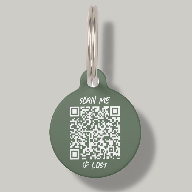 Médaillon Pour Animaux Code QR personnalisé vert forêt | Analyse (Créateur téléchargé)