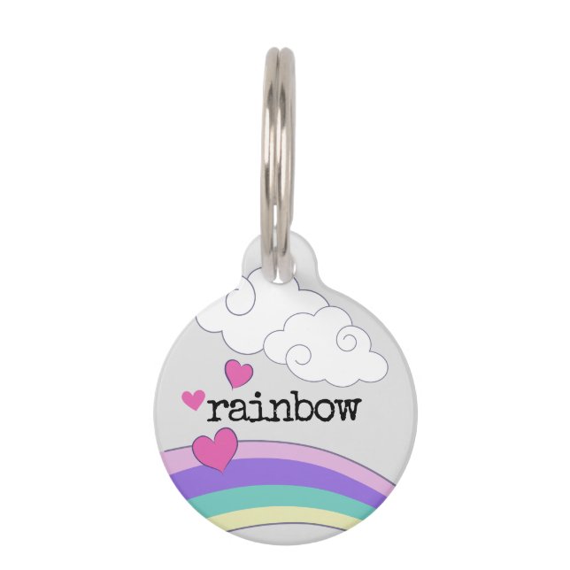 Médaillon Pour Animaux Coeur nuageux arc-en-ciel (Devant)