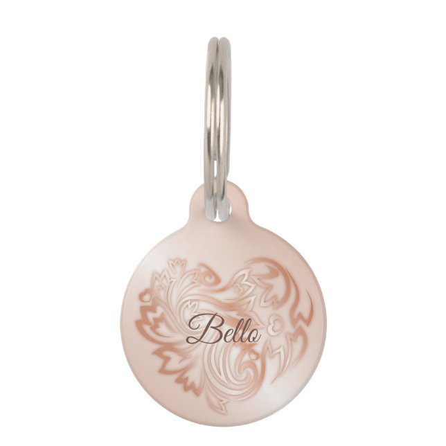 Médaillon Pour Animaux Coeur rose Gold Flower (Devant)