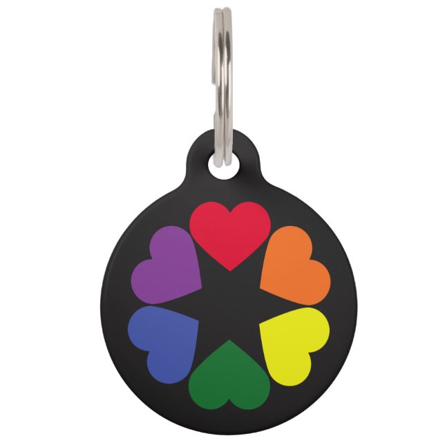 Médaillon Pour Animaux Coeurs de fierté LGBT (Devant)