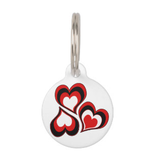 Médaillon Pour Animaux Cœurs, rouge, noir, blanc, Saint-Valentin .