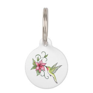 Médaillon Pour Animaux Colibri et fleurs