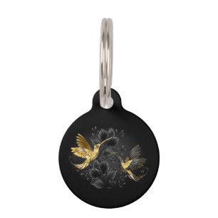 Médaillon Pour Animaux Colibri noir et or