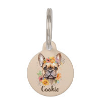Collier Rond Aquarelle Fleur Bouledogue Français
