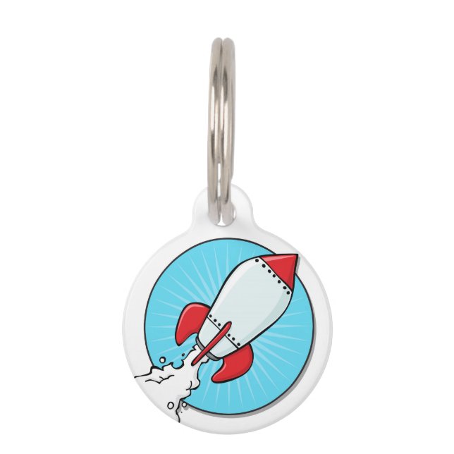 Médaillon Pour Animaux Conception de bateau de Rocket de bande dessinée (Devant)