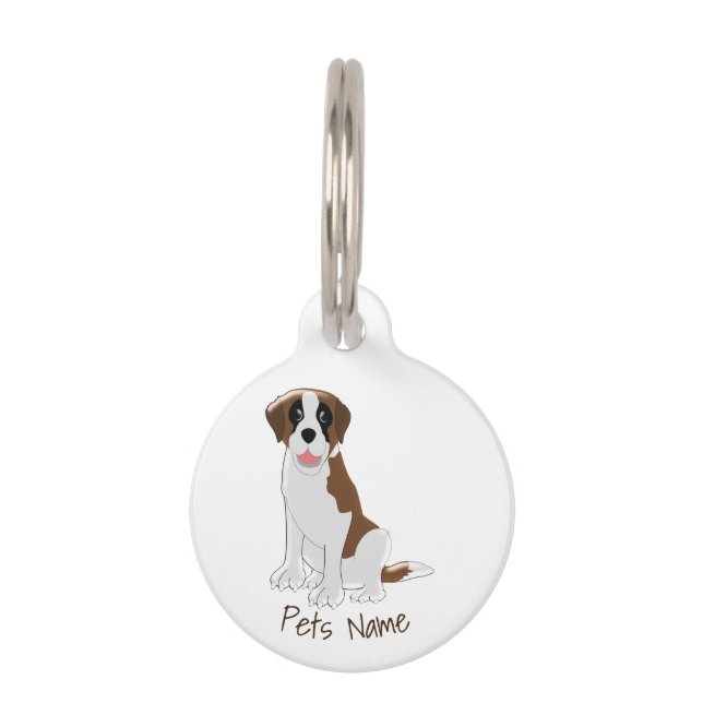 Médaillon Pour Animaux Conception de chien Saint Bernard personnalisée (Devant)