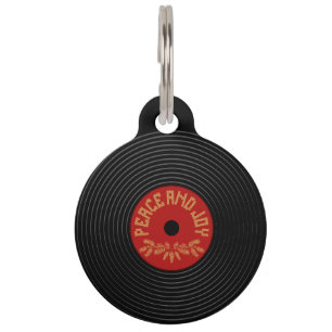 Médaillon Pour Animaux Conception de disques vinyle Peace and joy