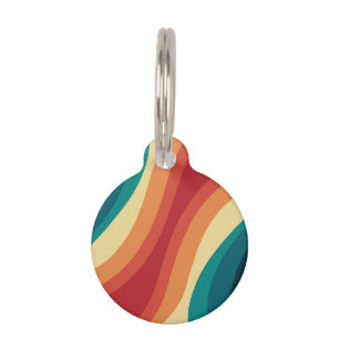 Médaillon Pour Animaux Conception d'ondes de style rétro multicolore