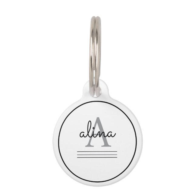Médaillon Pour Animaux Conception personnalisée simple Monogramme (Devant)
