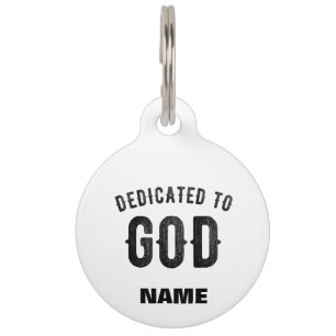 MÉDAILLON POUR ANIMAUX CONSACRÉ À DIEU TEXTE NOIR PERSONNALISABLE COOL