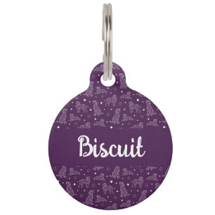 Médaillon Pour Animaux Constellation Chien Motif Violet & Blanc Monogramm