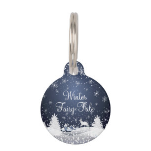 Médaillon Pour Animaux Conte de fées de nuit de Noël. Forêt d'imaginai